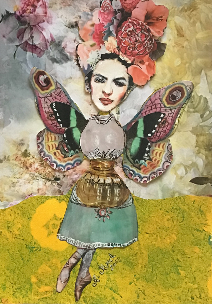"Frida Kahlo med vinger" - Kunst af Mette Munch